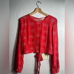 Forever 21 NWT Red Dotted Women's Top Back Tie Size M Crop Top